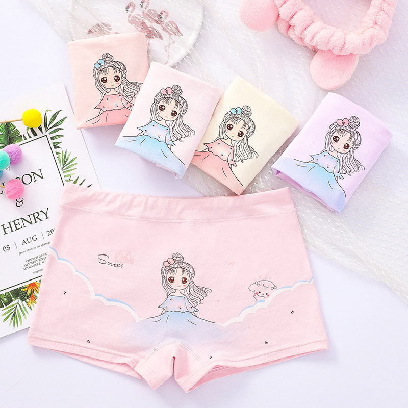 Girl Pure Cotton Briefs Children Children All-cotton Shorts Baby A Type Girl Baby Girl Big Boy Do N't Clip Pp Fart