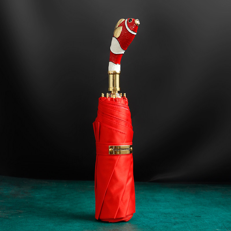 DanMunier clownfish original design tri-fold light luxury umbrella can be customized long handle rain or shine umbrella with gift box - Taobao
