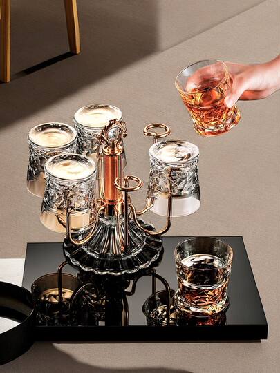 German Light Luxury Rotating Beer Glass Rack, Water Cup Storage Rack, Crystal Glass Hanging Rack Set, Cup Whiskey Rack