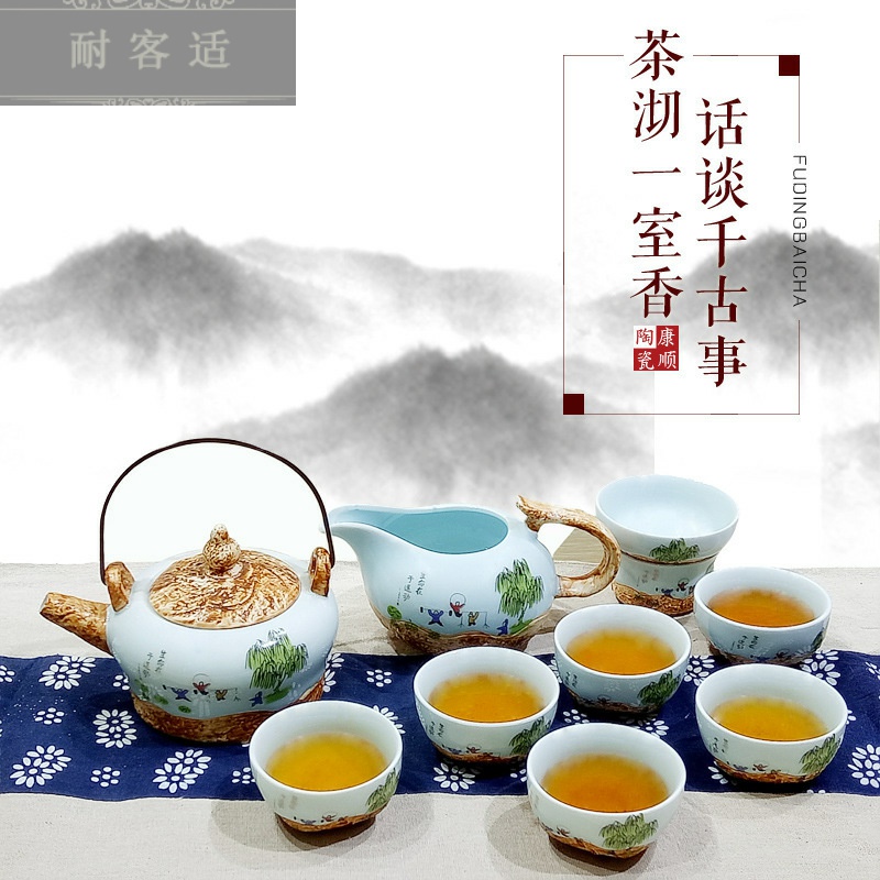 Hold to guest comfortable manufacturers shot celadon kung fu tea sets suit high - end gift box of jingdezhen ceramic tea set