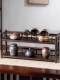 Light luxury double-layer drain rack retro storage rack household tea set cup storage rack pot rack tea table cup holder