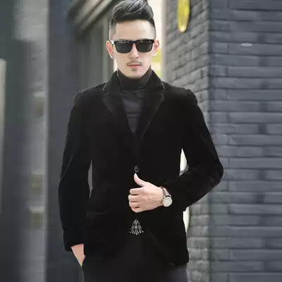 2017 New mink coat men's whole Marten American men's mink wool coat fur jacket suit collar men's Haining