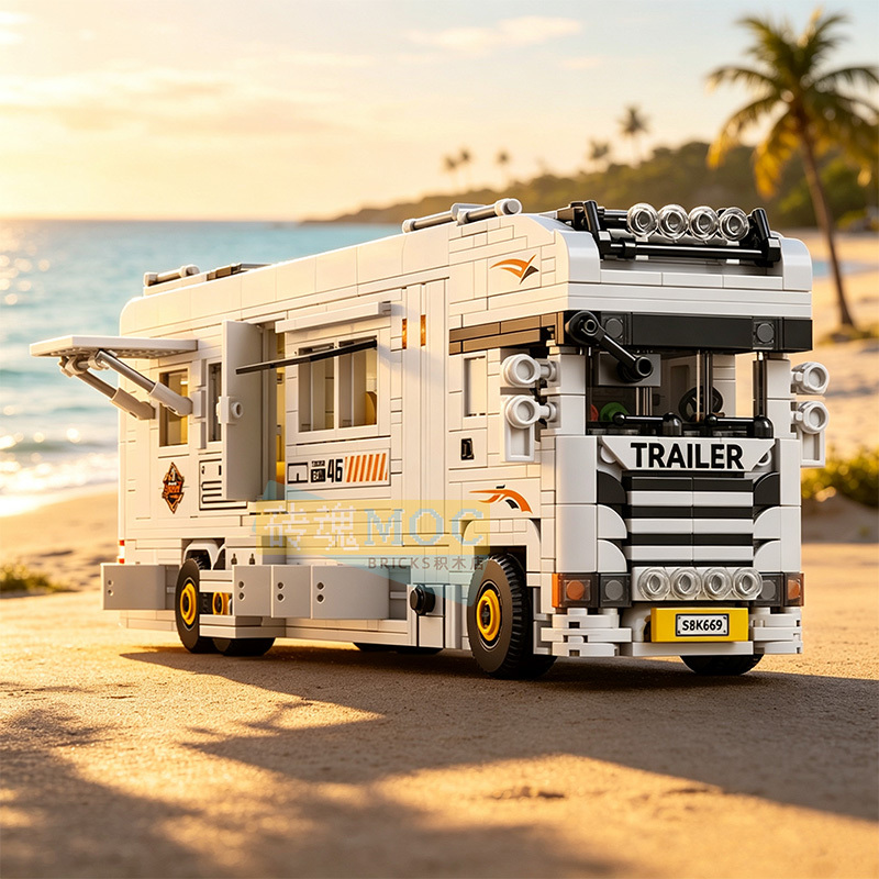 Luxury Rv Building Blocks, Travel Van, Camper, Mobile Motel Model, Boy's City Eight-Compartment Car Toy