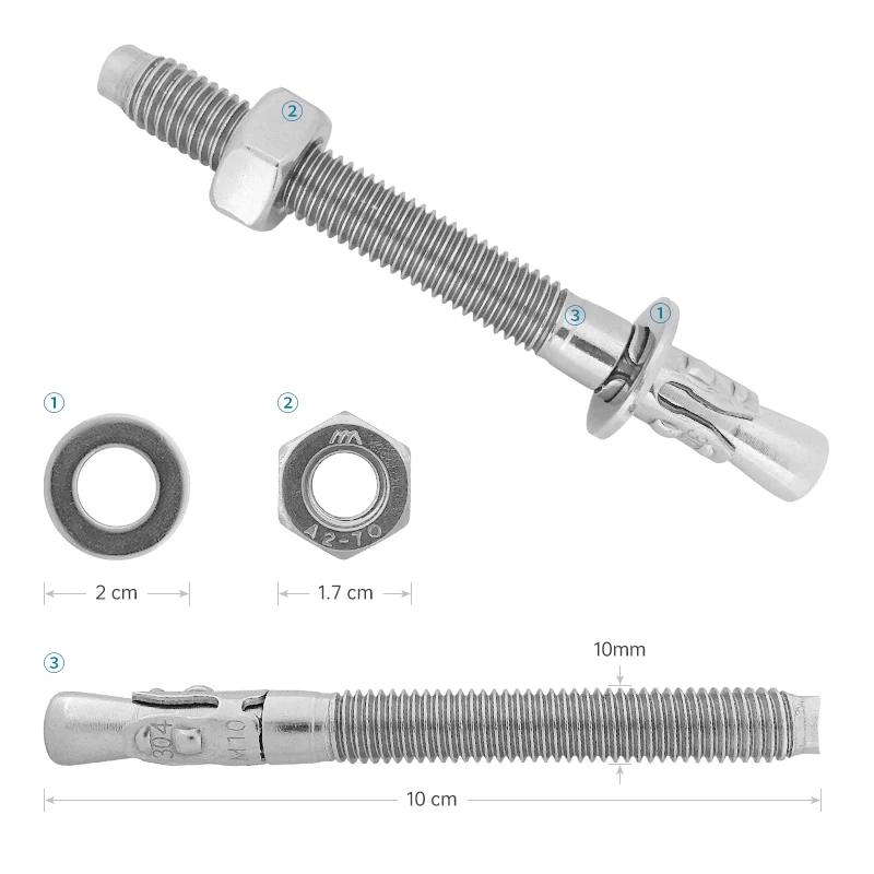 Крепежная насадка Lepter M10 Rock Nail Expansion Nail 304 нержавеющая сталь, сталь Expanded Screw Cave Tunnel, оборудование для фиксации скалолазного маршрута