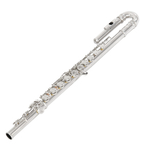 16-hole C-key silver-plated bent tube flute professional playing adult and childrens universal double mouthpiece white copper musical instrument flute