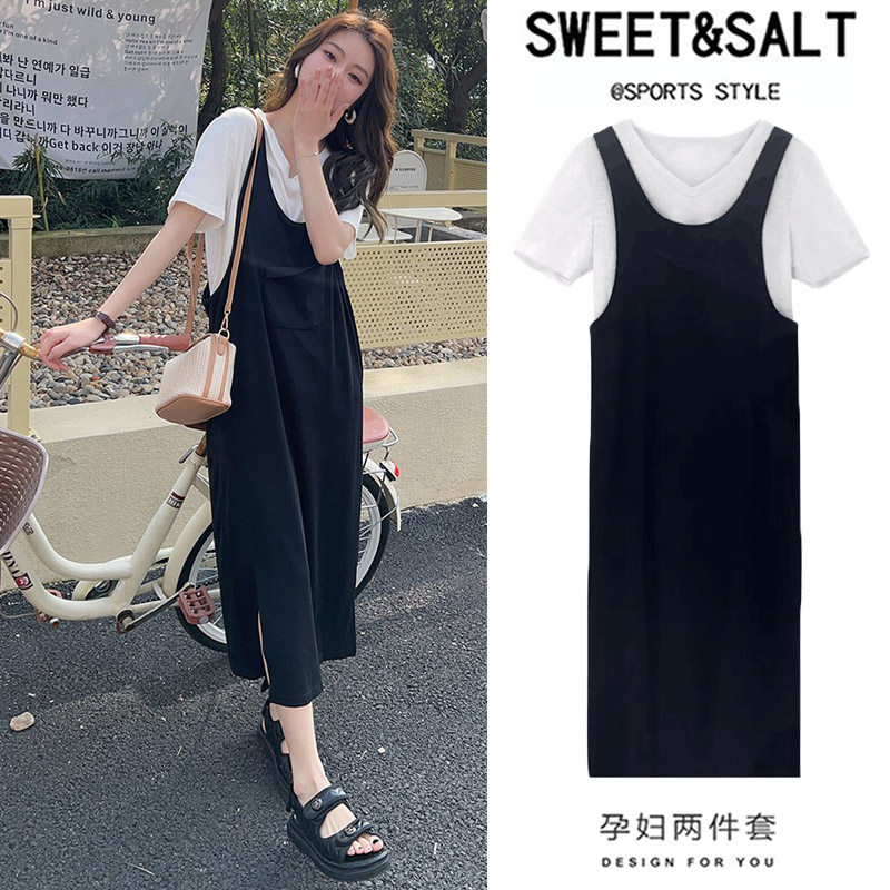 Pregnant women summer dress net red suit middle of pregnancy outgoing fashion summer pregnant women dress dress