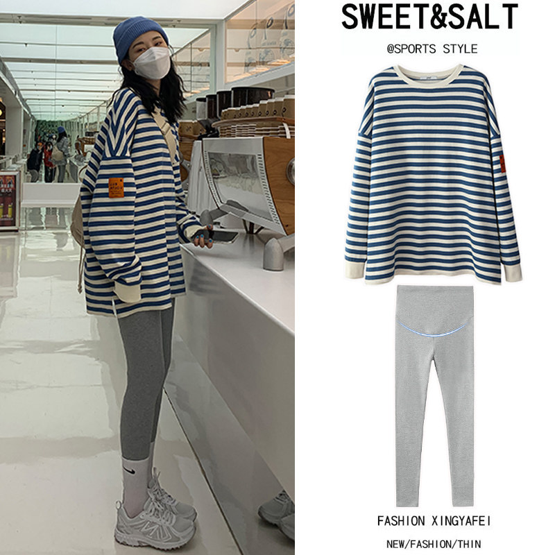 Pregnant women spring clothes net red suit fashion style going out early spring foreign style Chinese New Year maternity dress spring and autumn style tops cover buttocks