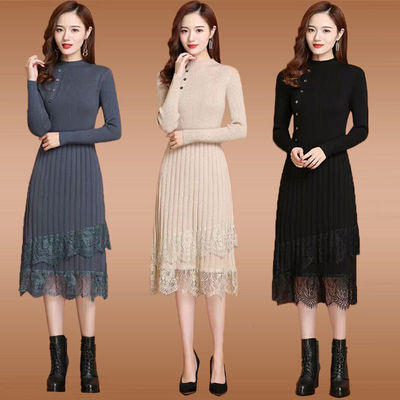 悟江南打底连衣裙女秋冬季长款过膝