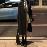 Черное шерстяное пальто, демисезонный костюм, 2024 года