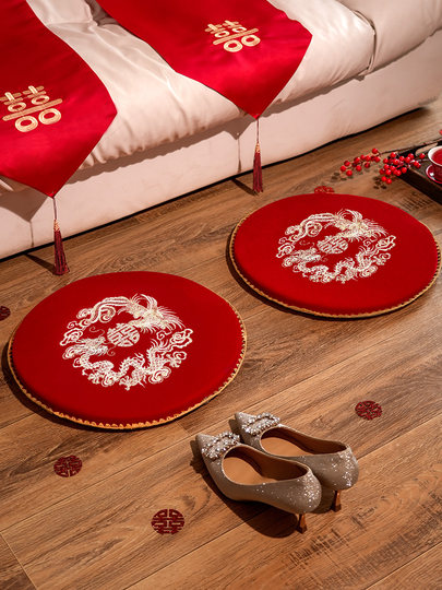 新婚敬茶跪垫结婚加厚婚礼新人改口磕头红色喜垫一对婚庆用品大全