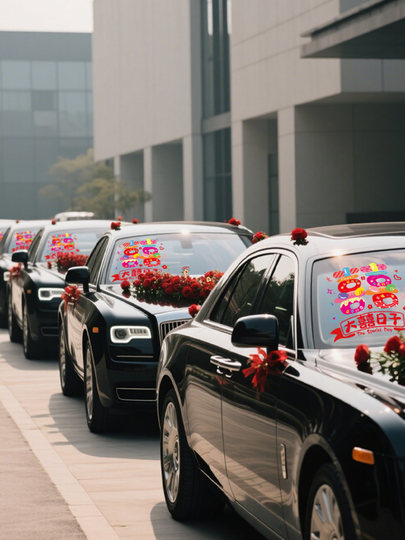 Wedding Decoration Essential Car Stickers with the Character for Happiness, Special Electrostatic Stickers for Wedding Car Decoration, Wedding Supplies, Glass Stickers