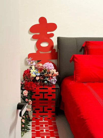 女方结婚礼创意kt板喜字布置新婚房间卧室床头装饰氛围背景墙套装