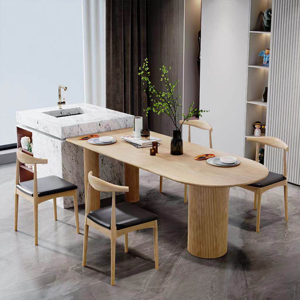 Nordic minimalist island solid wood dining table living room dining table and chair combination home desk creative coffee table negotiation table
