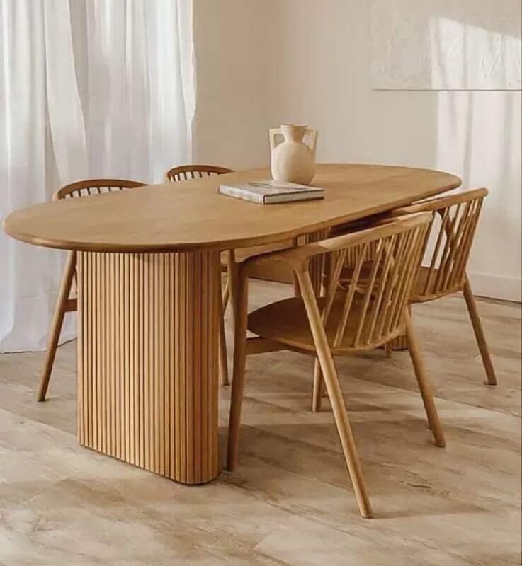 Nordic solid wood household oval dining table designer long table desk negotiation table modern light luxury coffee table desk