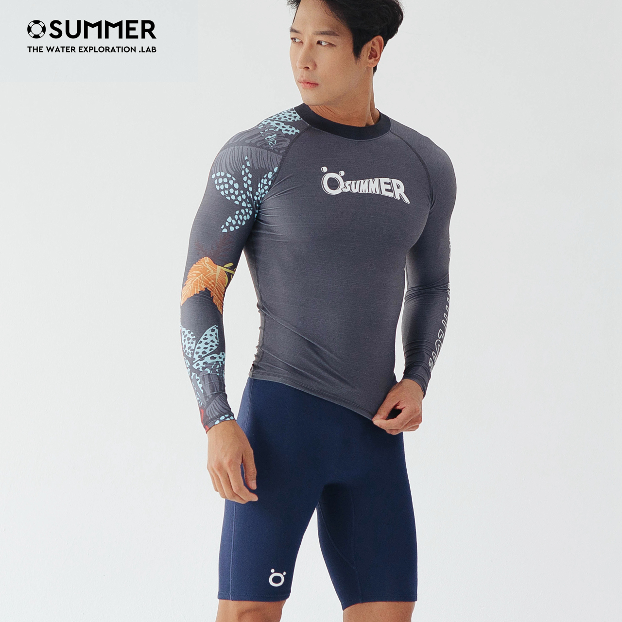 OSUMMER swimsuit diving suit men's long sleeve two-piece Large size set snorkeling fitness swimsuit quick-dry jellyfish suit