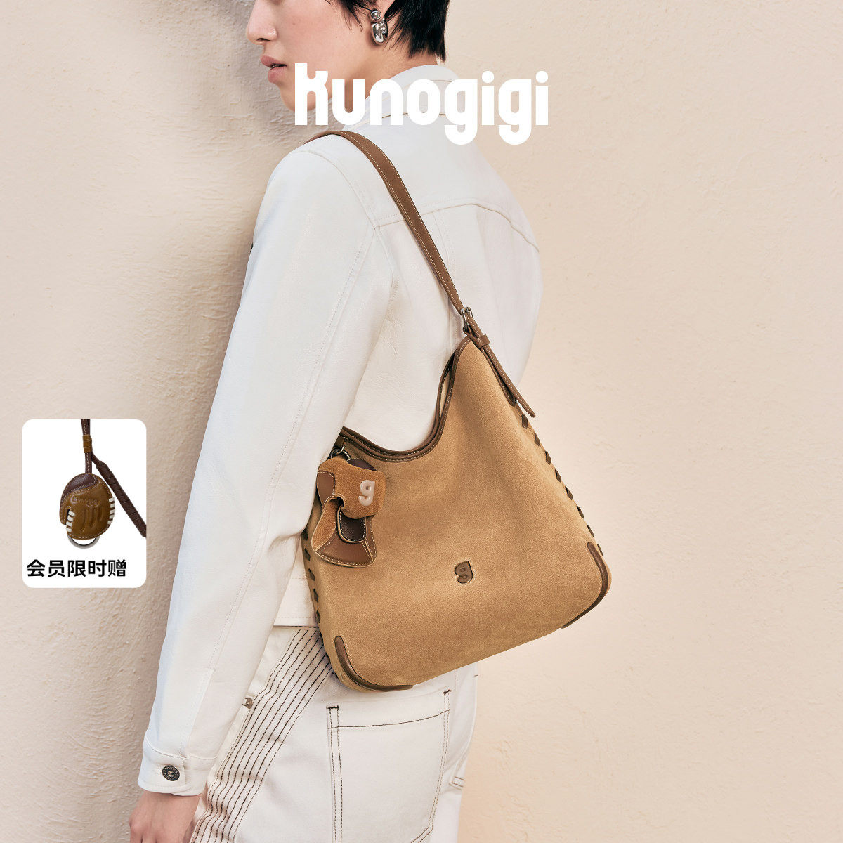KUNOGIGI/古良吉吉 ベースボールバケットバッグ ラージ 新オリジナルデザイン 通勤用ショルダーバッグ レディースバッグ
