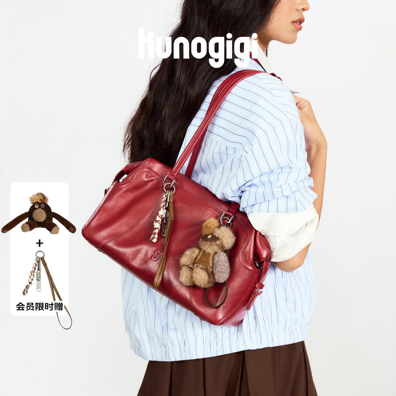 Kunogigi/Gulangjiji Baseball Briefcase Medium Size Red Underarm Bag Women's Shoulder Crossbody Bag