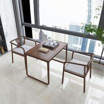 New 2023 new Chinese style balcony tea table and chair combination small apartment simple two person tea table small coffee table solid wood home drinking
