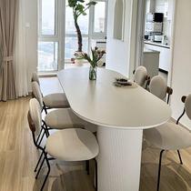 New 2023 French cream style slate dining table and chair combination large and small apartment modern simple internet celebrity oval for home use