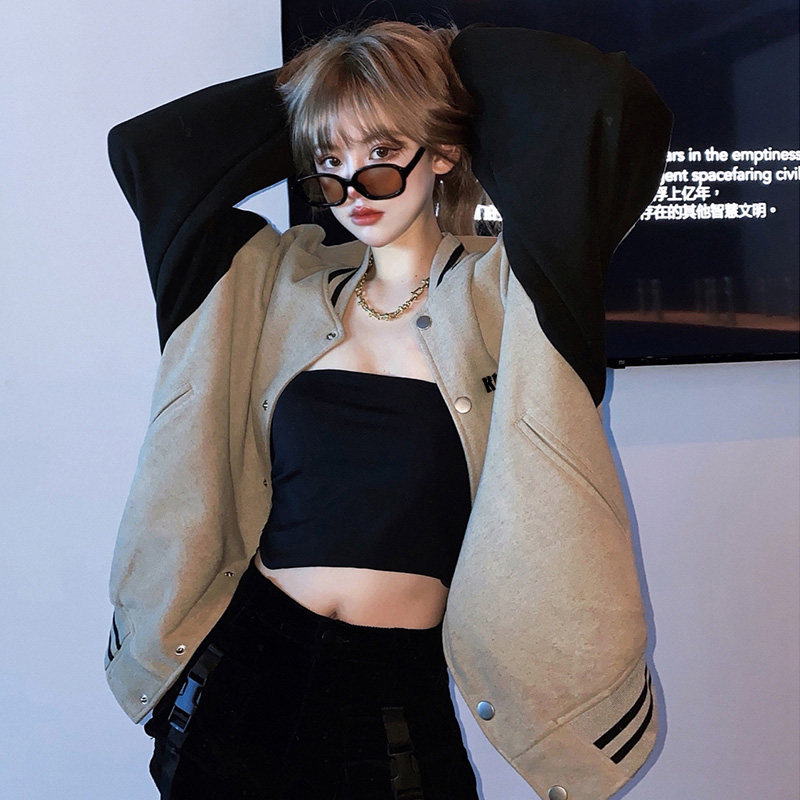 Kunbai Guochao vintage baseball jersey women's autumn and winter new niche design sense vintage couple style thick coat