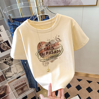 Right-Shoulder Short-Sleeved T-Shirt for Women, 2026 Summer New Style, Stylish Pure Cotton White High-End Loose Half-Sleeved Short Top