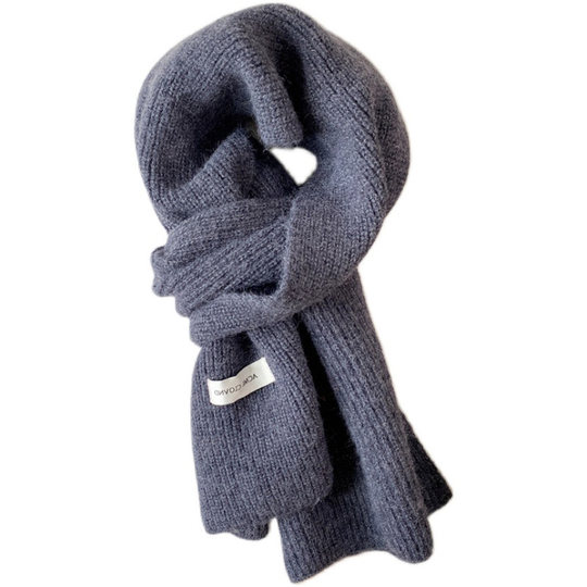 Mqvq Mars Green Scarf Women's Autumn and Winter Korean Easiest for Match Solid Color Knitted Couple Scarf New Year's Christmas Gift