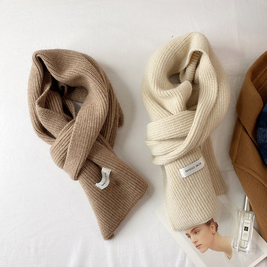 Mqvq Mars Green Scarf Women's Autumn and Winter Korean Easiest for Match Solid Color Knitted Couple Scarf New Year's Christmas Gift