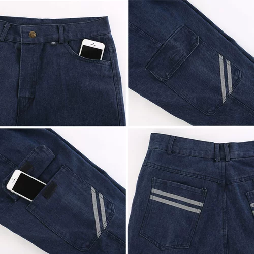 Джинсы с начесом для работы, защита от ожогов, свободный прямой крой