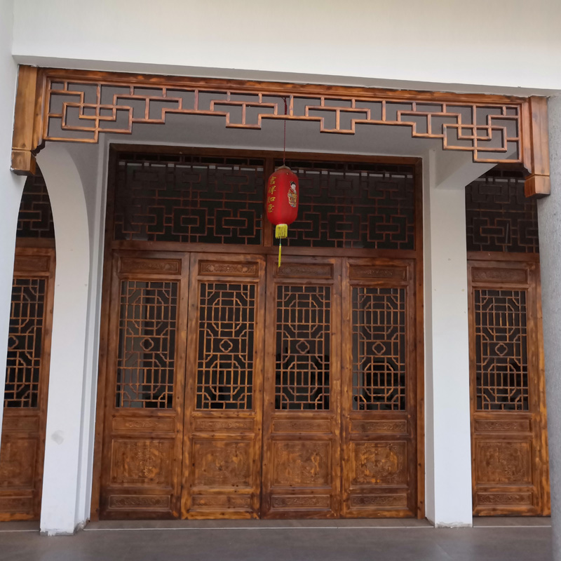 Dongyang wood carving Chinese antique decoration solid wood carving hanging hollow carved flower lattice door lintel background wall can be customized - Taobao