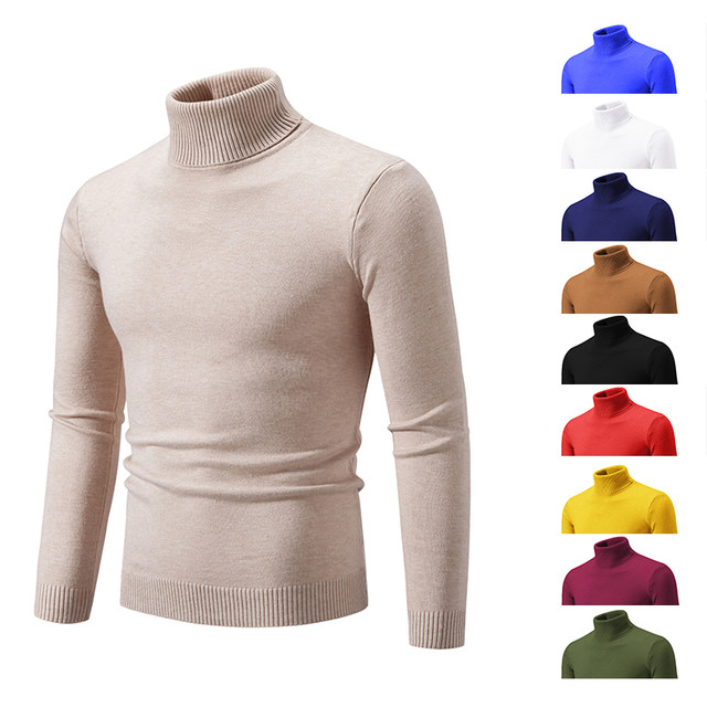 Turtleneck Sweater men's loose black autumn and winter lazy pullover knit sweater Korean style trendy men's inner base shirt