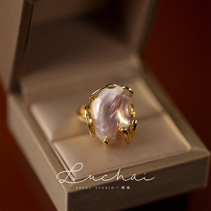 Baroque Freshwater Purple Pearl Ring 2023 New Female Niche Design Fashion Personality Unique Light Lavish Superior-Taobao