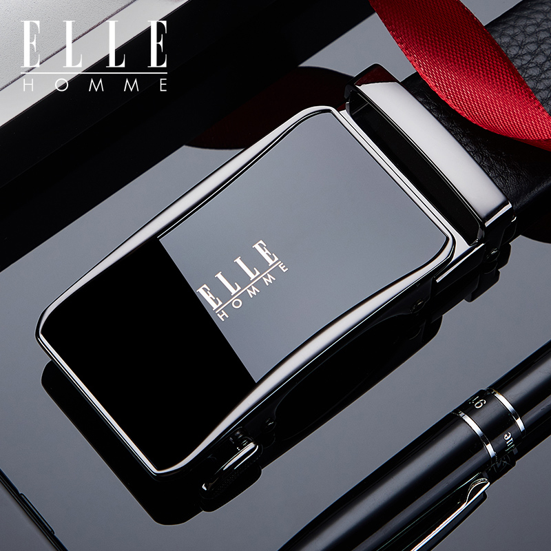 French ELLE HOMME men's belt leather belt men's automatic buckle pure cowhide belt top ten brand trends