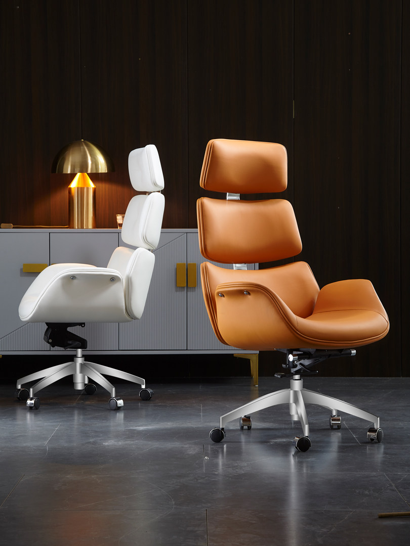 Computer chair home simple and comfortable sedentary office chair study chair can lie real cowhide high-end boss chair