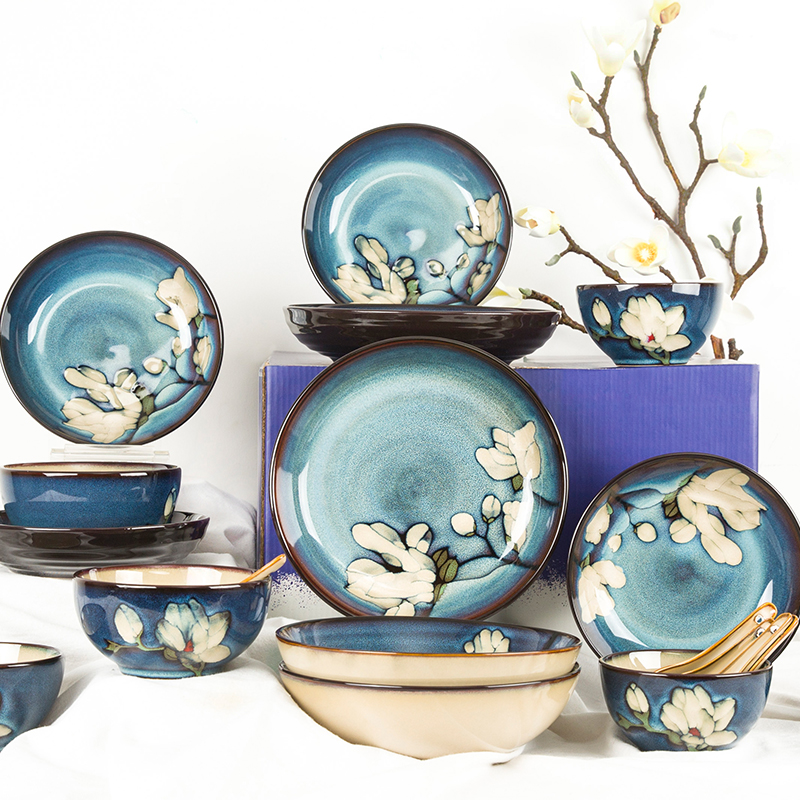 Yuquan xin LAN dishes suit household of Chinese style of tableware ceramic bowl dish bowl chopsticks dishes dish bowl outfit combinations