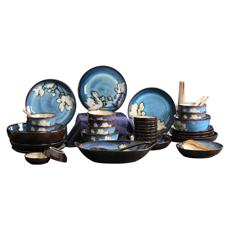 Yuquan xin LAN dishes suit household of Chinese style of tableware ceramic bowl dish bowl chopsticks dishes dish bowl outfit combinations