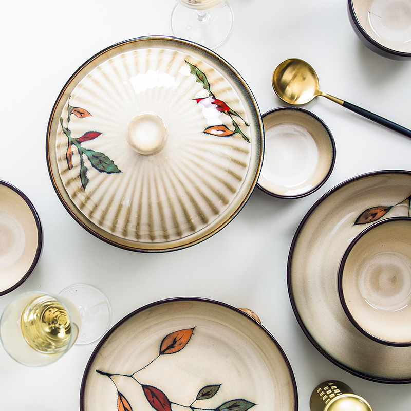 Colored dishes suit household tableware suit yuquan dishes of eating the food dish bowl set bowl plate ceramic composite