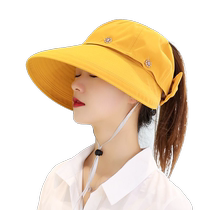 Hat Womens Summer Sun Hat Breathable Large Brim Removable Windproof Sun Hat Empty Top Hat Women Fashionable and Western-style