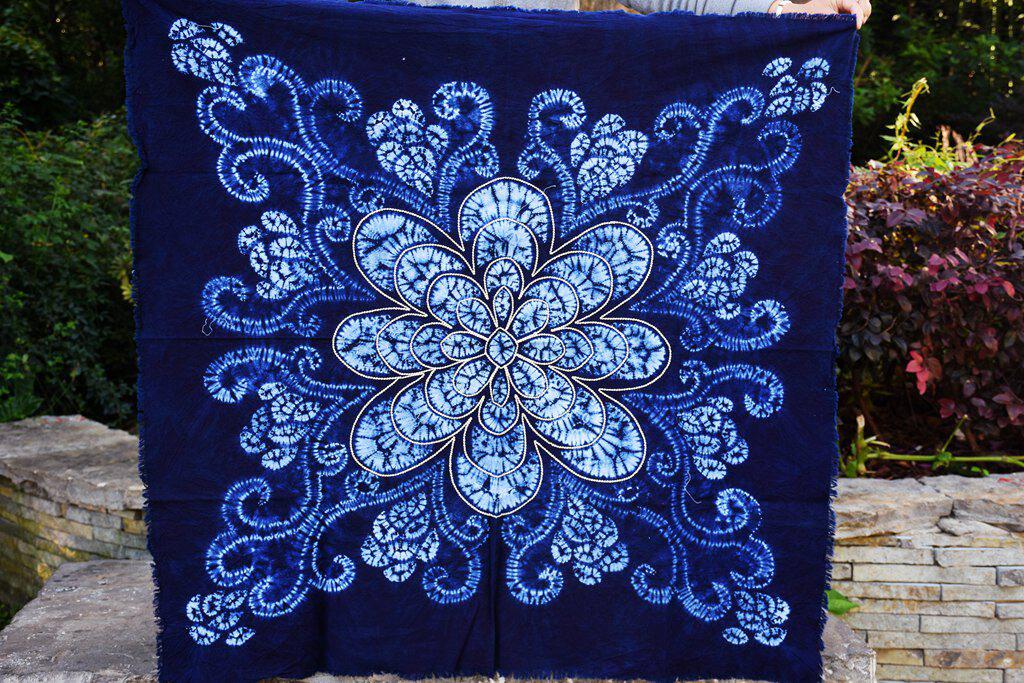 Yunnan Dali ethnic style rectangular tie-dye tablecloth Handmade tie-dye cloth tea tablecloth Tea room restaurant bar tablecloth