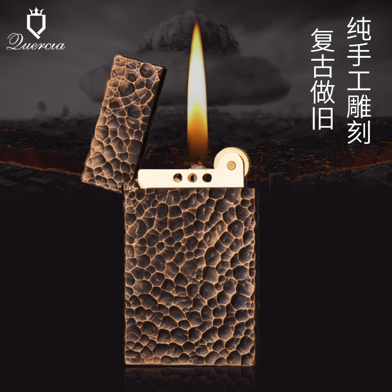 Quercia Langsheng lighter knife marks do old craters retro old-fashioned kerosene lighter hand-carved brass machine