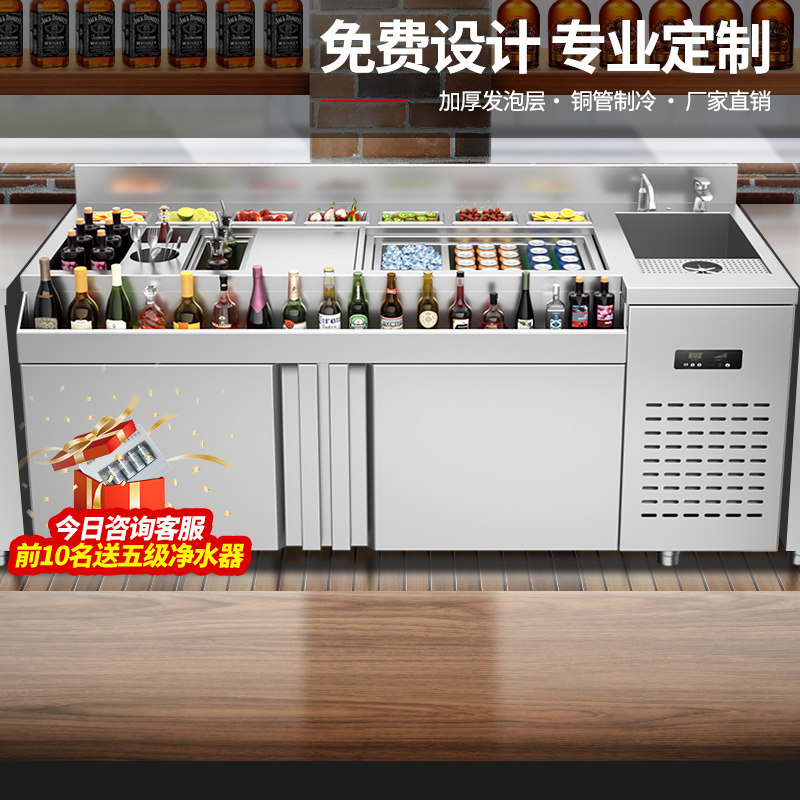 Xilaisheng bar bartending table water bar commercial stainless steel custom cocktail cabinet equipment operating table