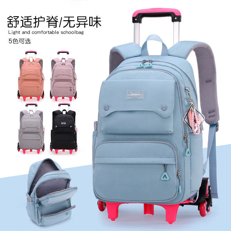 Primary school students 6 Wheel Climbing Stairs with High School Students pure color Multi-layer Large-capacity double shoulder bag Dual-shoulder bag Dual-shoulder bag Dual-shoulder bag Dual-shoulder bag