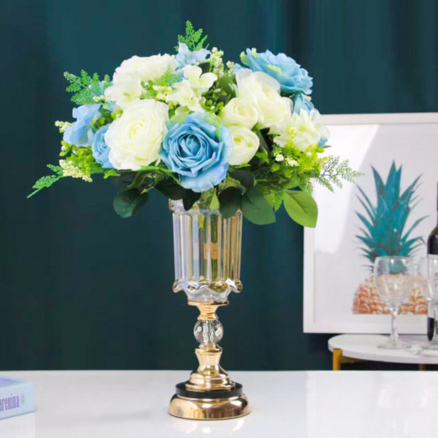Light Luxury Ornaments, European-Style Crystal Glass Vases, High-End Restaurant Decorations, Table Dried Flower Arrangements, Living Room Decorations