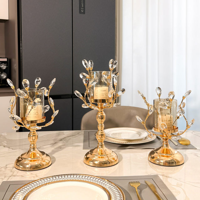 Light Luxury Ornaments, Simple Modern European-Style Glass Candlesticks, Romantic Candlelight Dinner Atmosphere Decoration for Home Restaurants