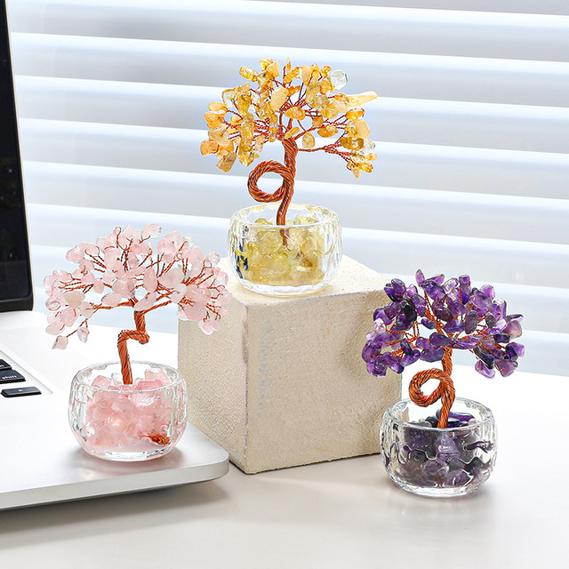 Light Luxury Ornaments, Citrine Ornaments, Money Tree, Amethyst, Fortune-Attracting Office Workstation, Metaphysical Desktop Decorations