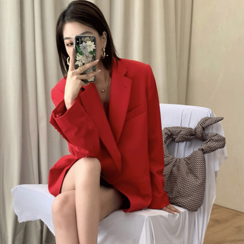 Autumn Clothing 2020 New Fried Street Red Small Suit Jacket Woman Spring Autumn Temperament Blouse Surge