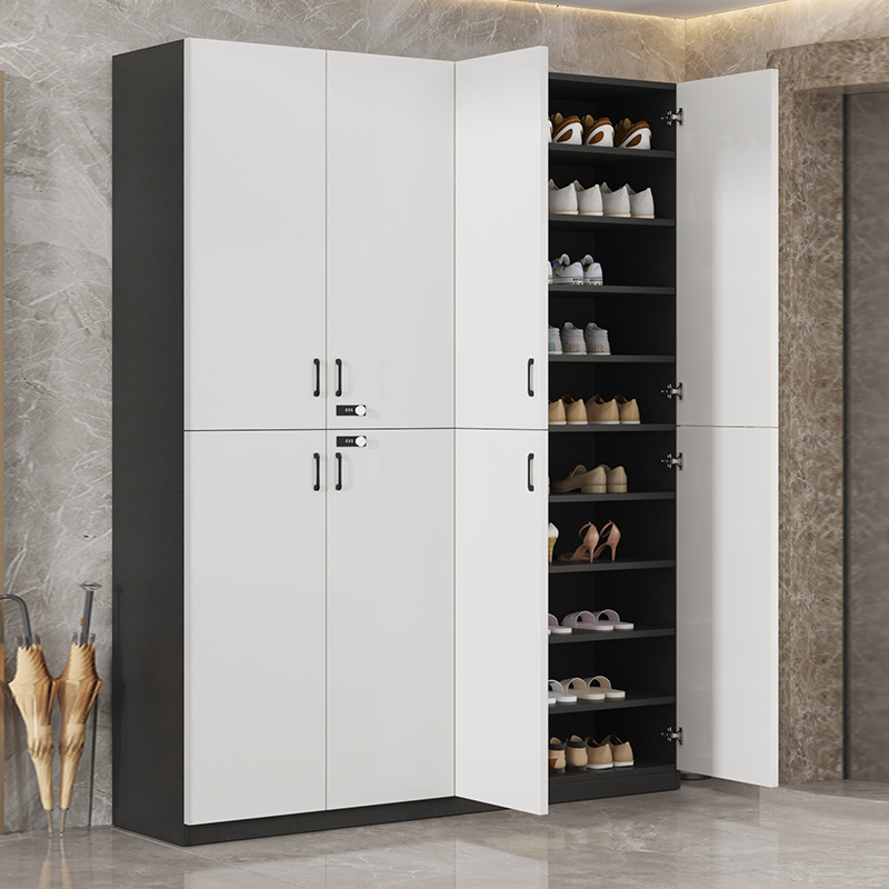 家の玄関、廊下、玄関、ポーチ用のパスワードロック付きハイシューズキャビネット、廊下用の壁掛け式大容量シューズラック