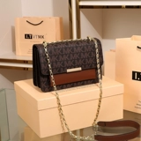 Сумка через плечо, сумка на одно плечо, цепь, изысканный стиль, из натуральной кожи