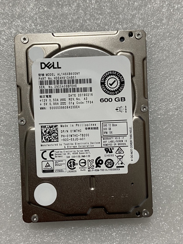 Dell/Dell 600g Sas 12g 2.5 15K Hard Drive 01W7Hc Disk Al14Sxb60Eny Dell/Dell 600g Sas 12g 2.5 15K Hard Drive 01W7Hc Disk Al14Sxb60Eny