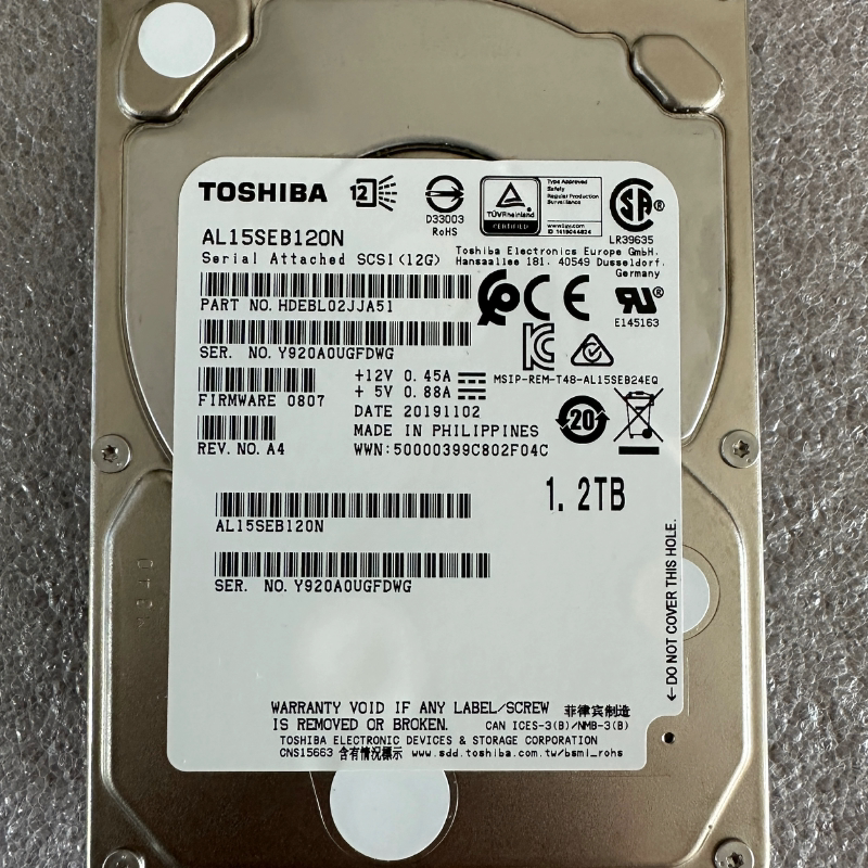 Toshiba Al15Seb120N 1.2Tb 12Gb Sas 2.5inch Server Hard Drive 128Mb