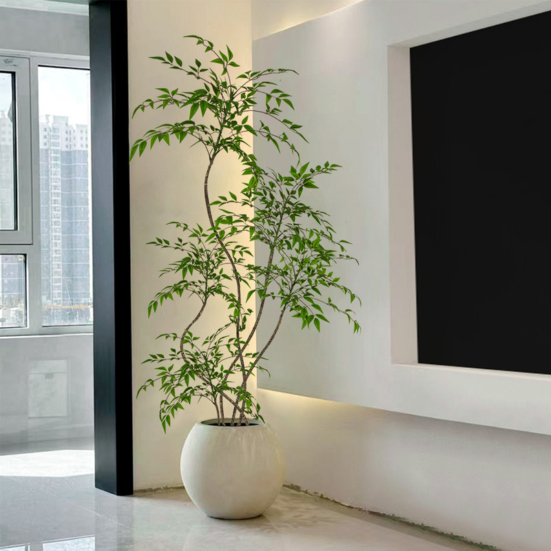 Artificial Green Plant Nandina Domestica for Indoor Living Room Tv Cabinet, High-End Imitation Green Plant Floor-Standing Potted Tree for Ambiance Artificial Green Plant Nandina Domestica for Indoor Living Room Tv Cabinet, High-End Imitation Green Plant Floor-Standing Potted Tree for Ambiance